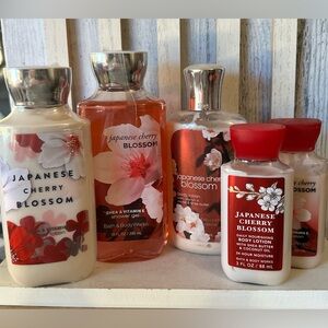 Bath & Body Works JAPANESE CHERRY BLOSSOM Body Lotion and Shower Gel Set of 5